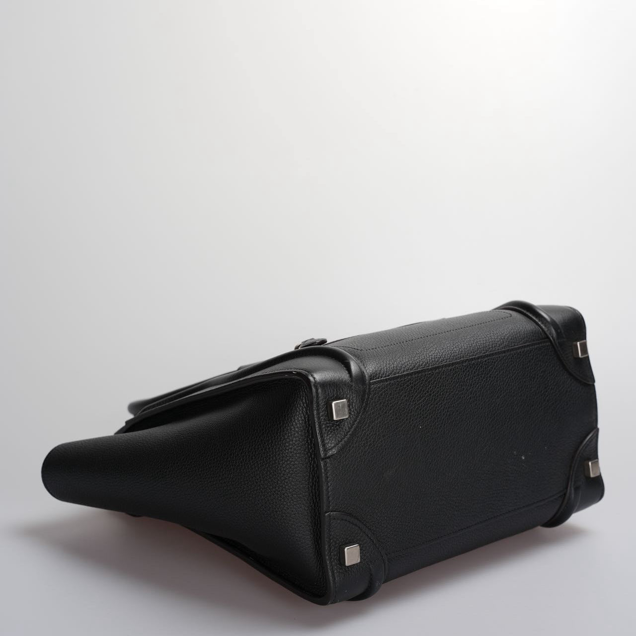 CELINE Micro Luggage Leather Handbag in Black