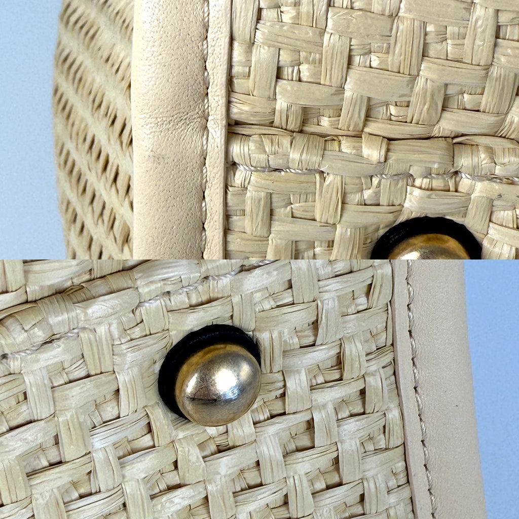 CHANEL Deauville Straw Raffia Calfskin Beige Medium Shopping Tote