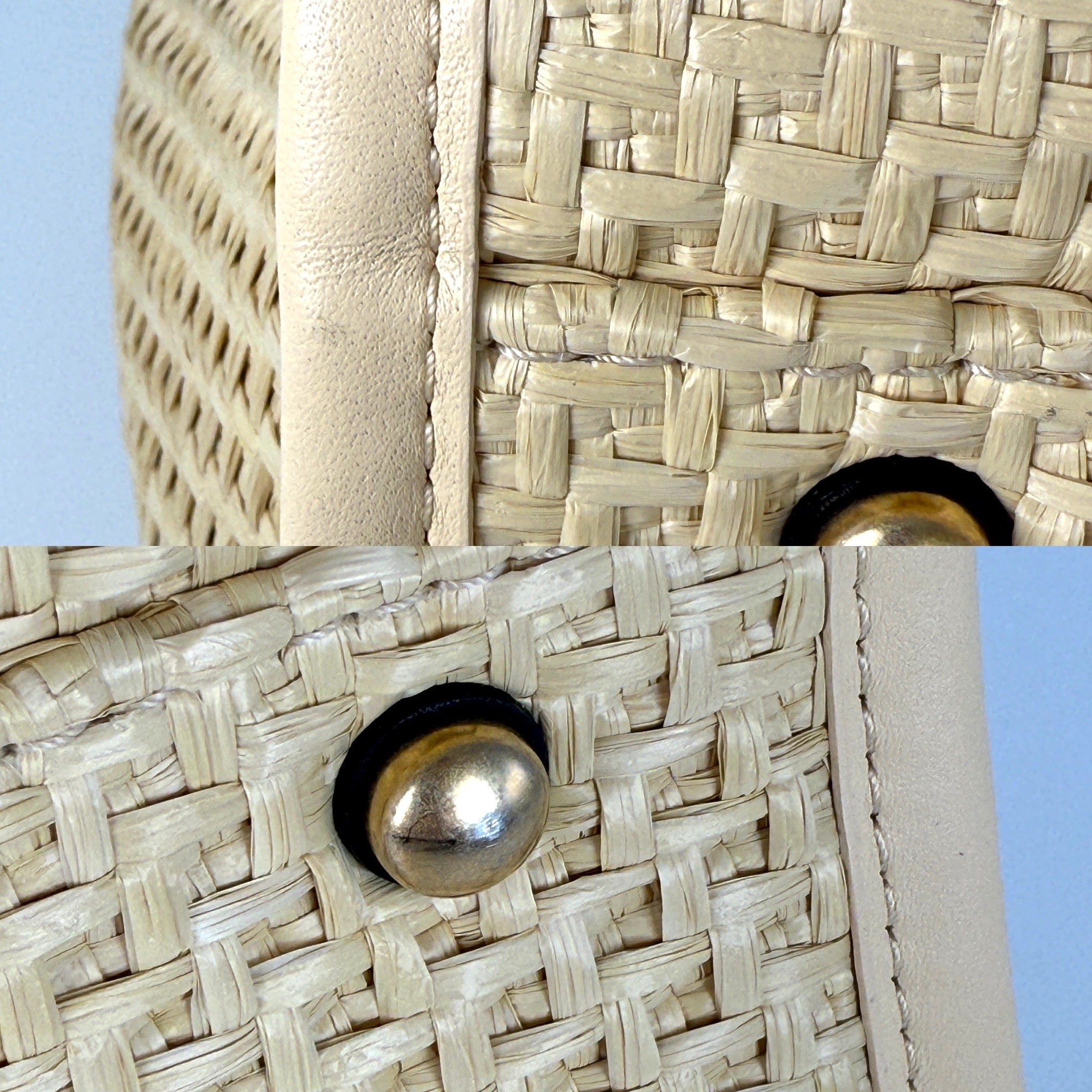 CHANEL Deauville Straw Raffia Calfskin Beige Medium Shopping Tote