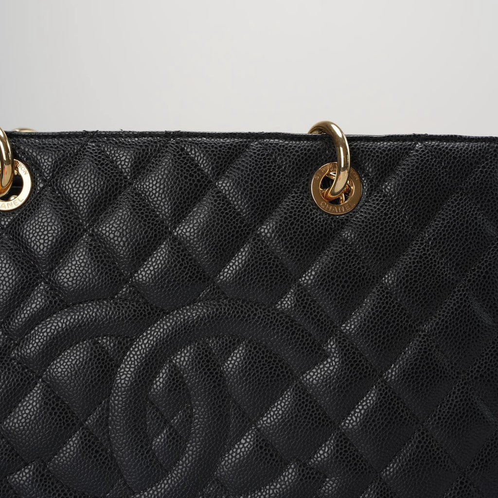 Chanel GST Black Bag in Cavier Leather with Gold Hardware from 2014 part 1