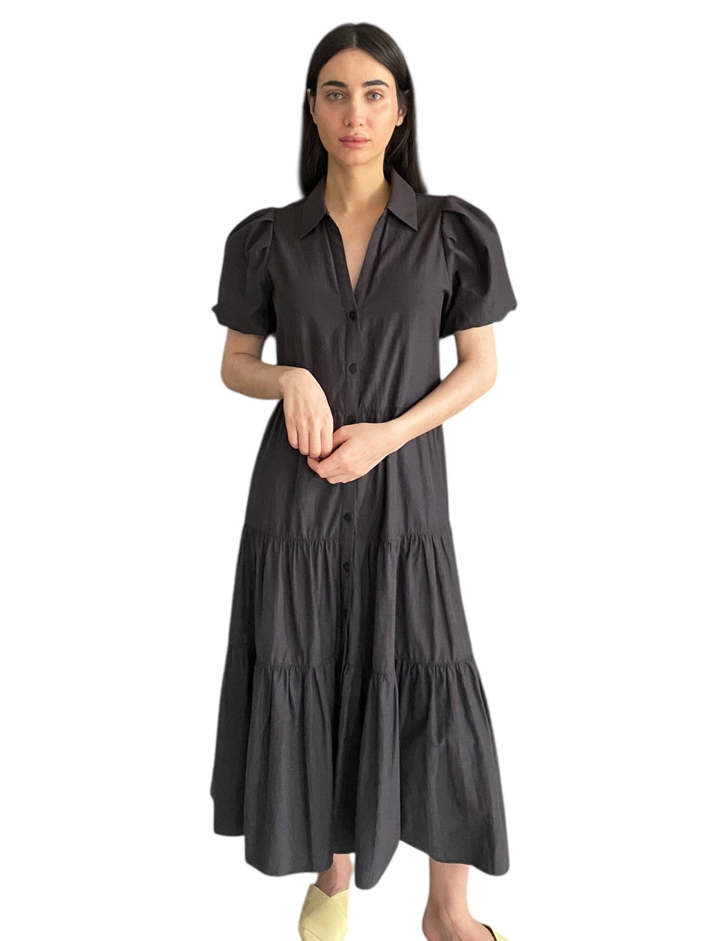 Brochu Walker Puff Sleeve Tiered Dress - M