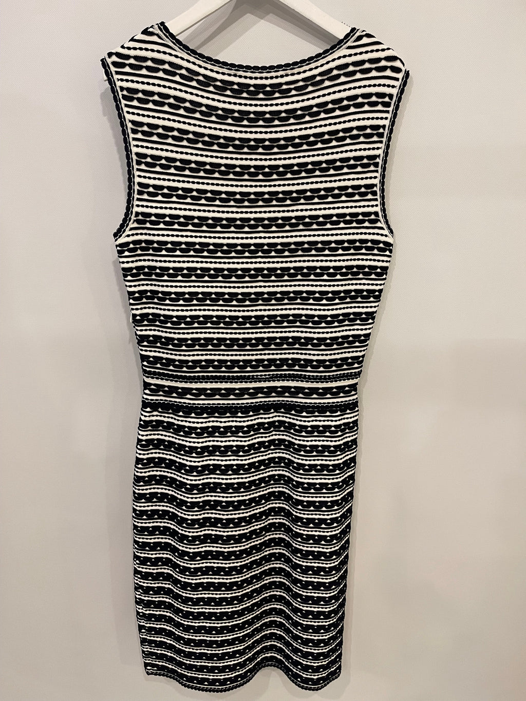 Christian Dior Navy and White Striped Textured Midi Dress and Cardigan Set Size FR 42 (UK 14)