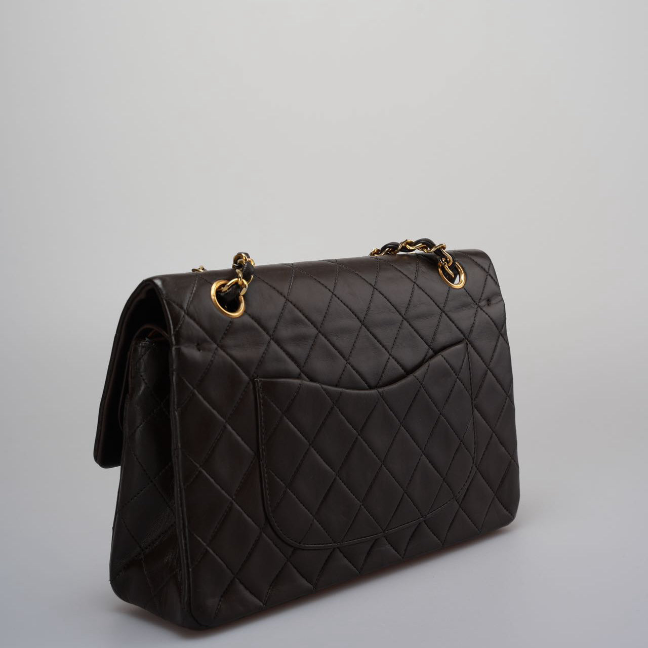 Chanel Vintage Classic Flap Bag in Chocolate Brown With 24k Gold Hardware Medium Size