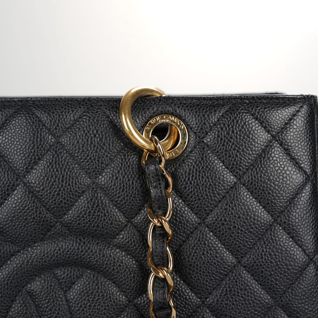Chanel Black Grand Shopping Tote GST Bag in Caviar Leather with Gold Hardware
