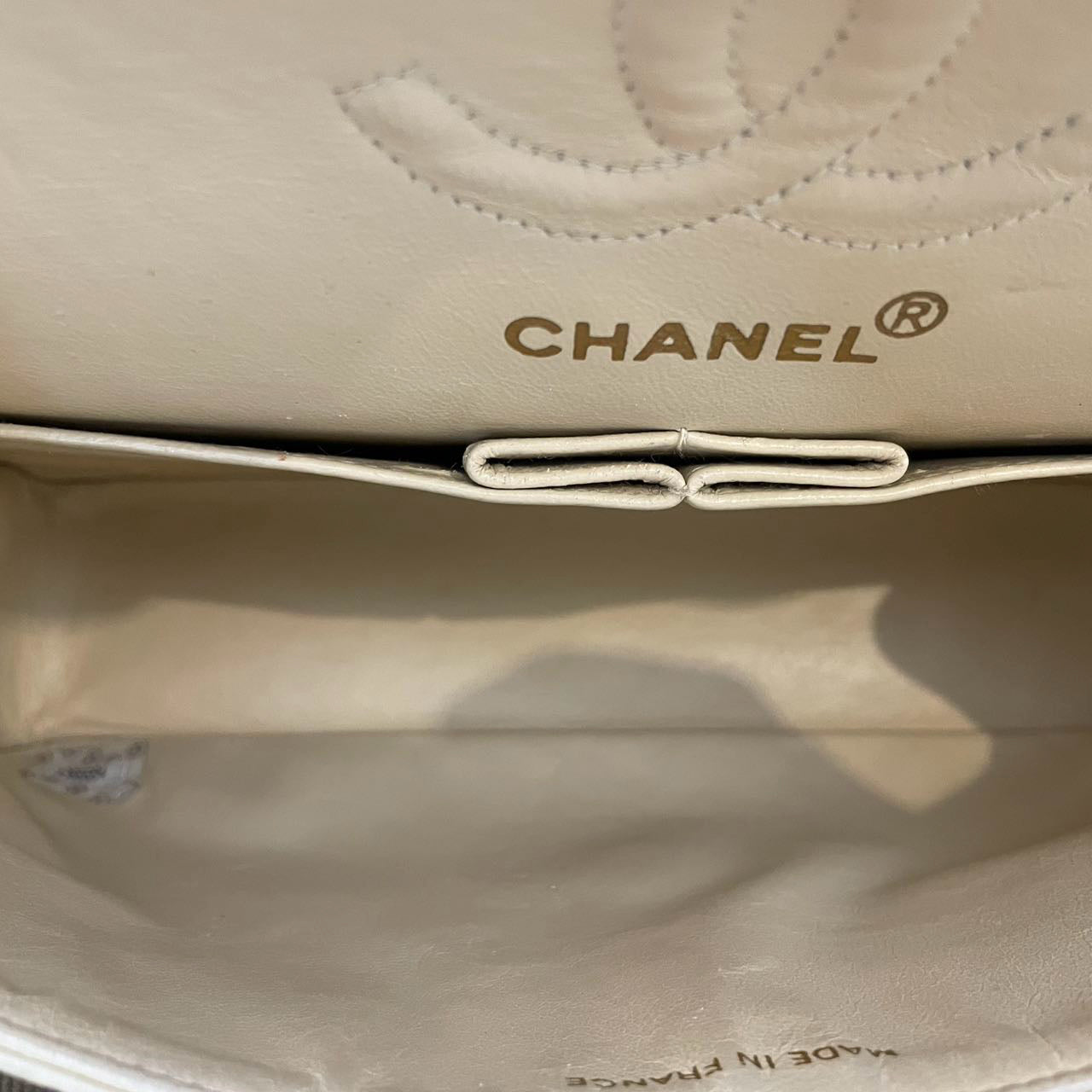 Chanel Vintage Small Classic Double Flap Bag in Beige with 24K Gold Hardware