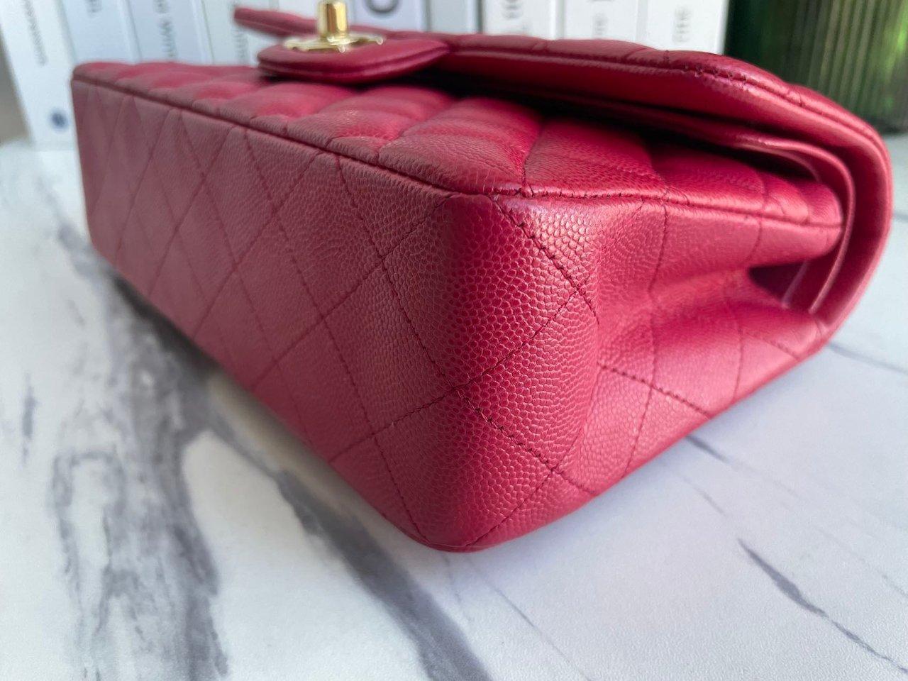 Chanel Red Timeless Flap Bag Caviar Leather Small Size
