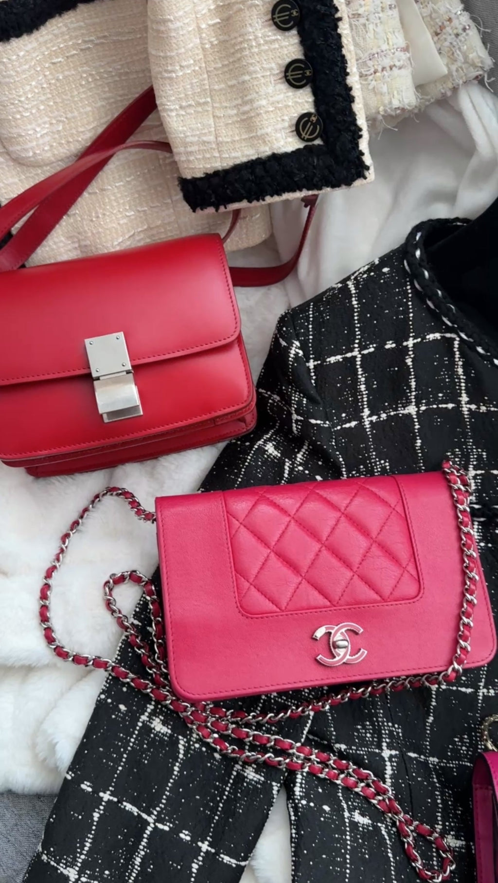 Chanel Cherry Pink Quilted Mademoiselle Wallet on Chain Bag