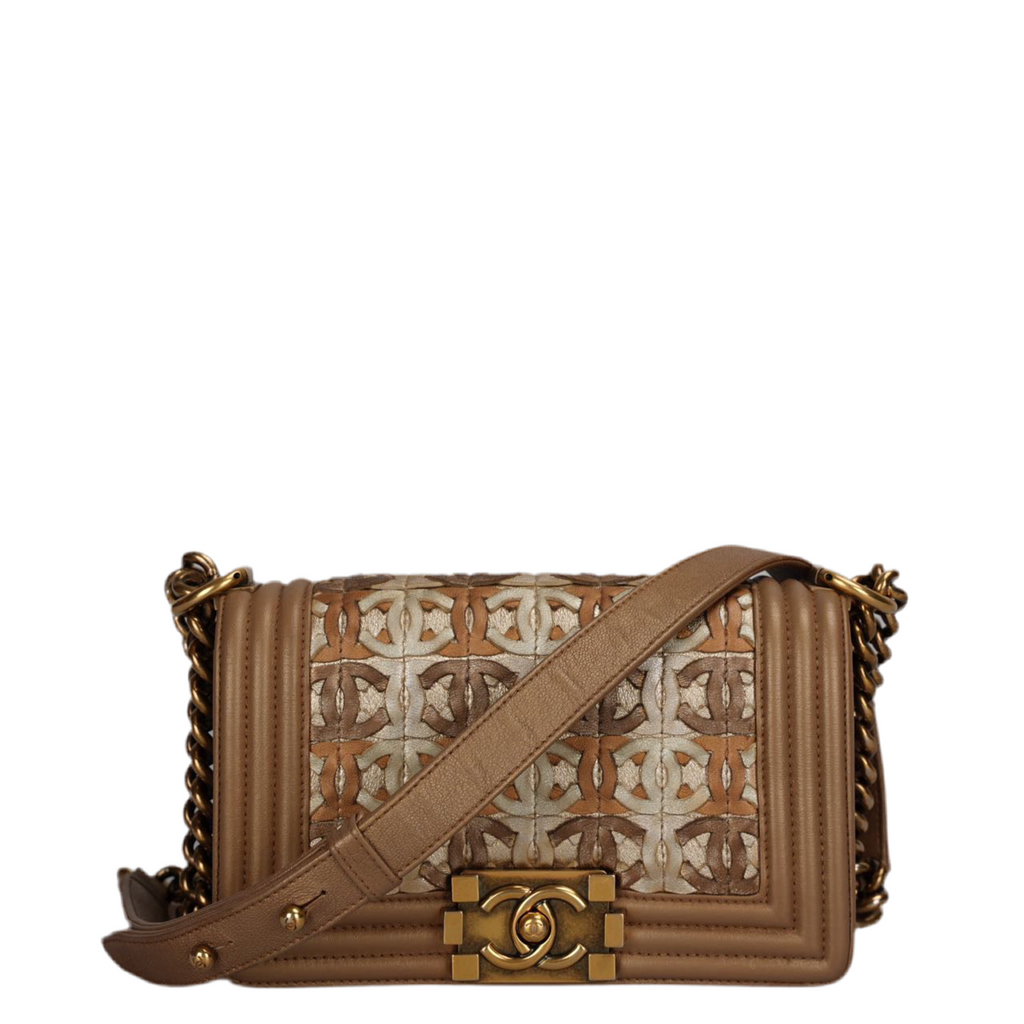 Chanel Le Boy Bag Limited Edition 15C Paris Dubai Small Metallic Gold
