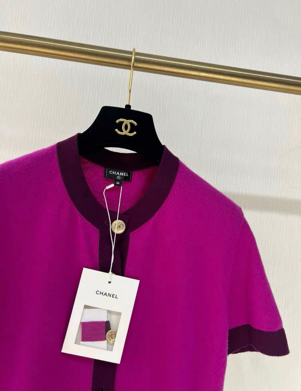 Chanel purple Gold Button Cashmere igan size 36
