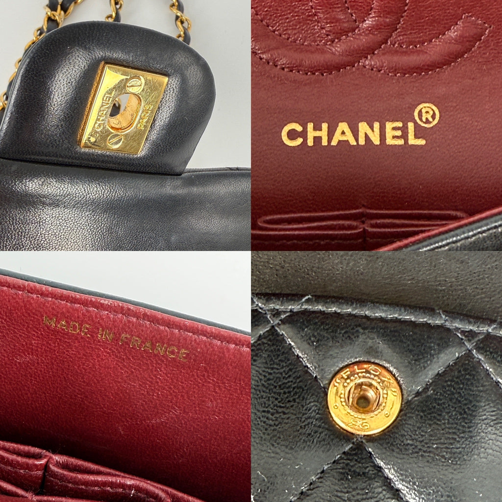 Vintage CHANEL Small Classic Quilted Lambskin Leather Double Flap Bag
