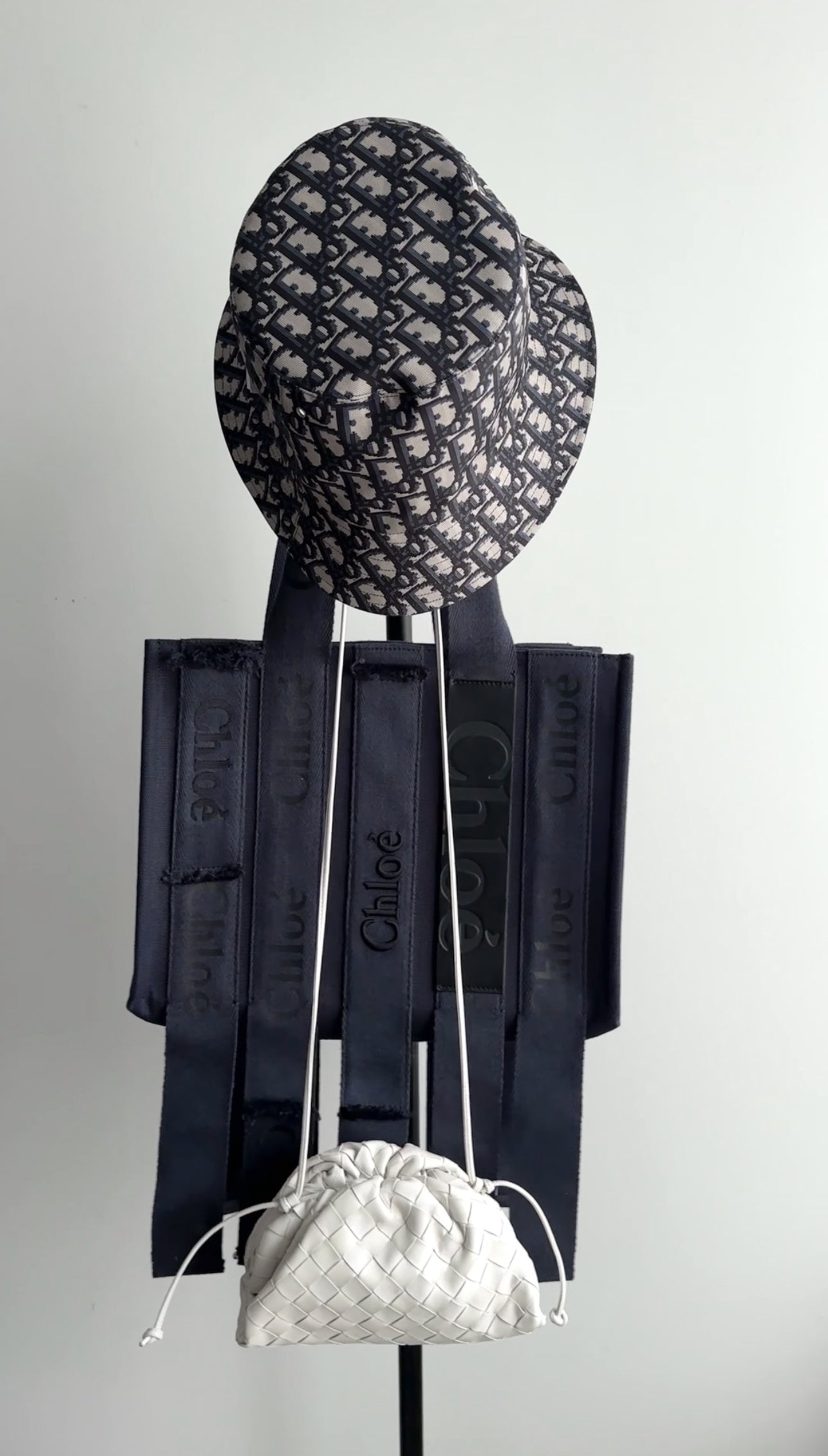 Chloe Navy Woody Medium Fringe Tote Bag
