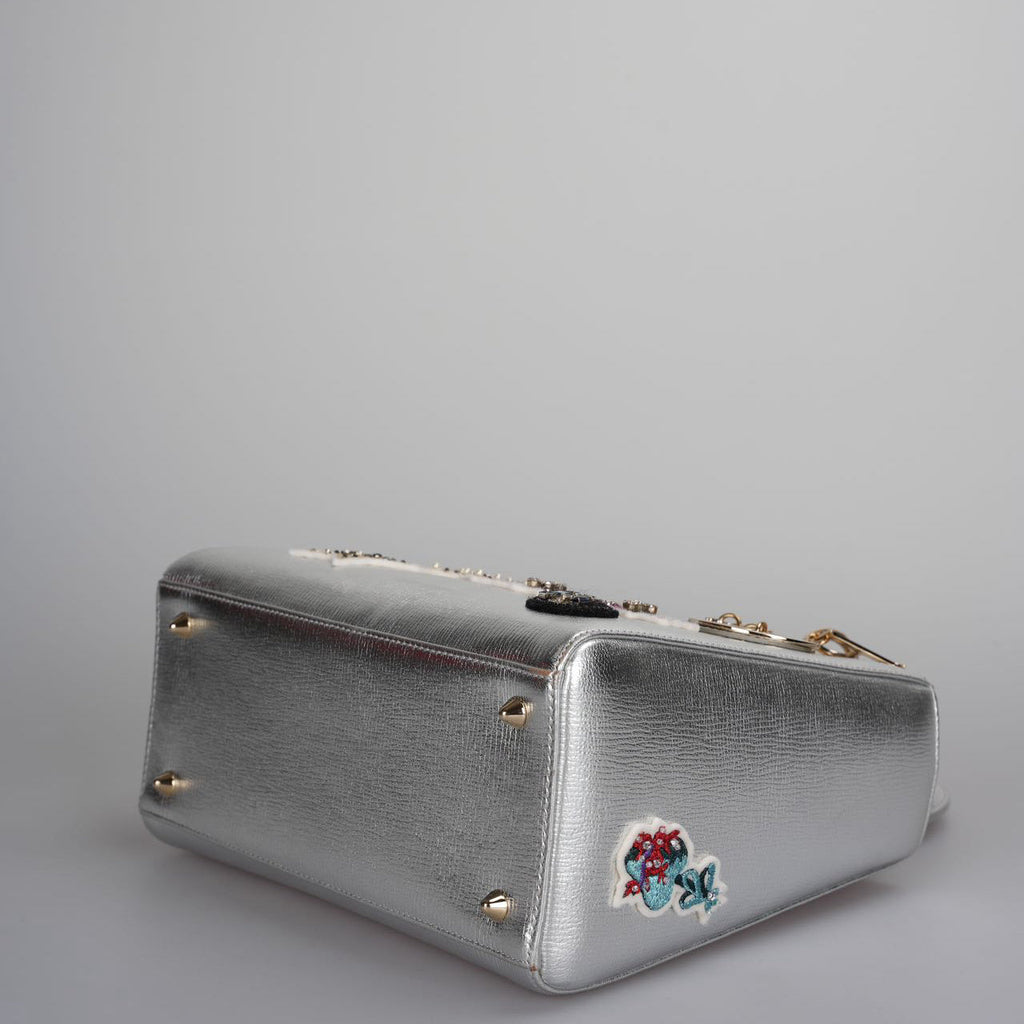 Christian Dior Leather Lady Dior Shoulder Bag in Silver Limited Edition
