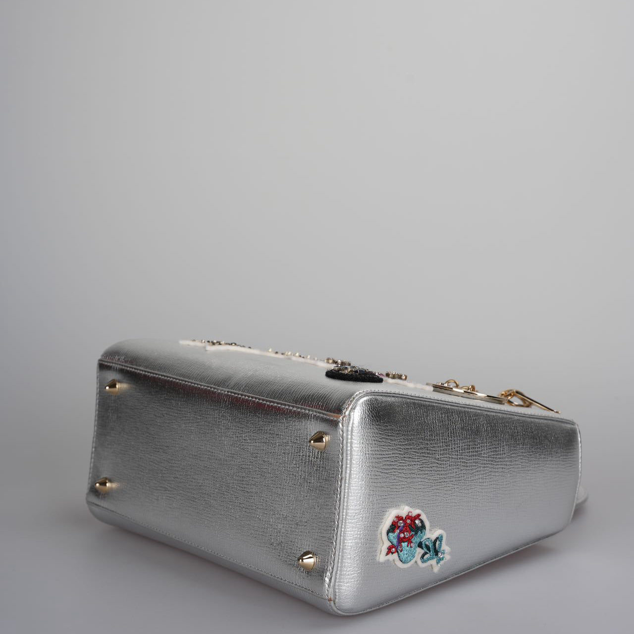 Christian Dior Leather Lady Dior Shoulder Bag in Silver Limited Edition