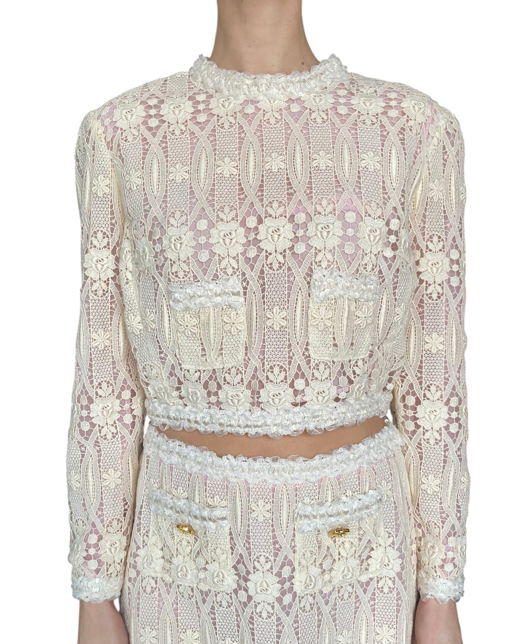 Giambattista Valli Ivory Lace 2-piece Skirt Set - IT 44 / US 8