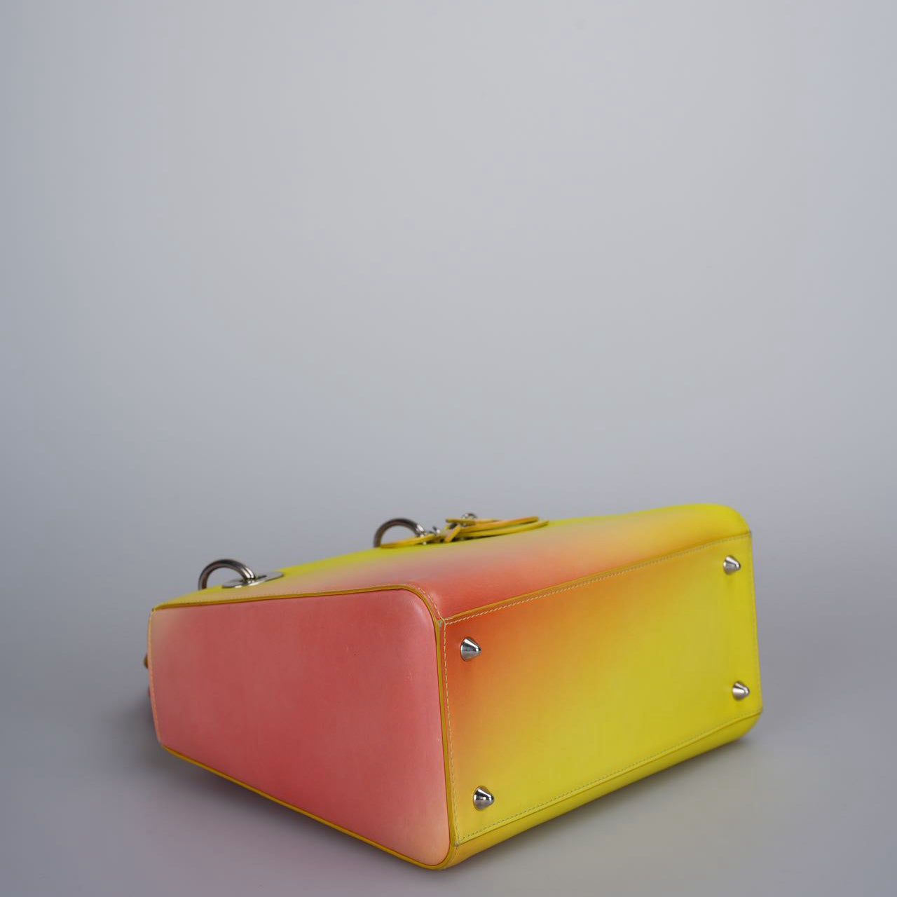 Christian Dior Lady Dior Medium Bag in Gradient Yellow and Orange Box Calf Leather