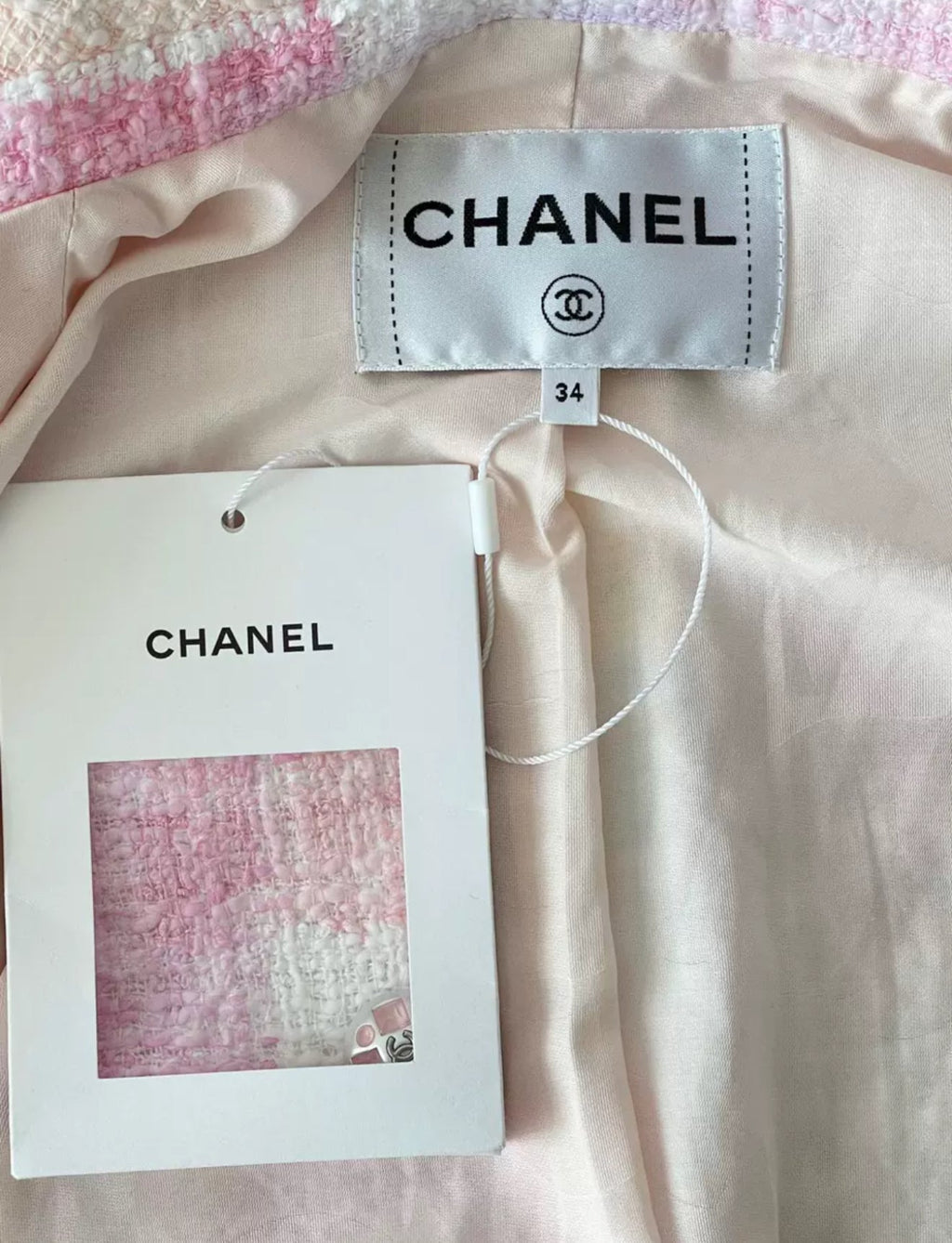 Chanel 23S Pink Painted Cotton Tweed Jacket