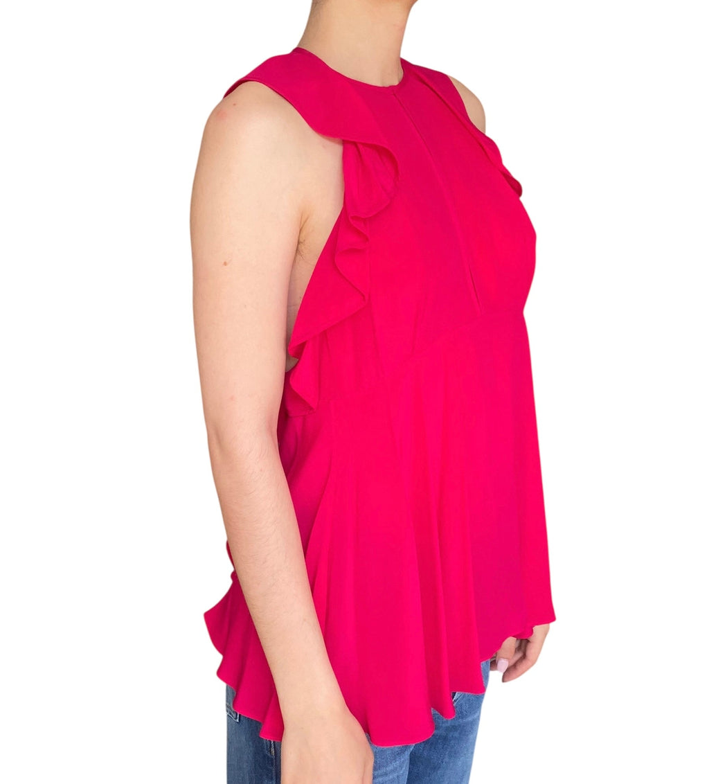 Givenchy Pink Silk Ruffle Tank - 38 / US 4
