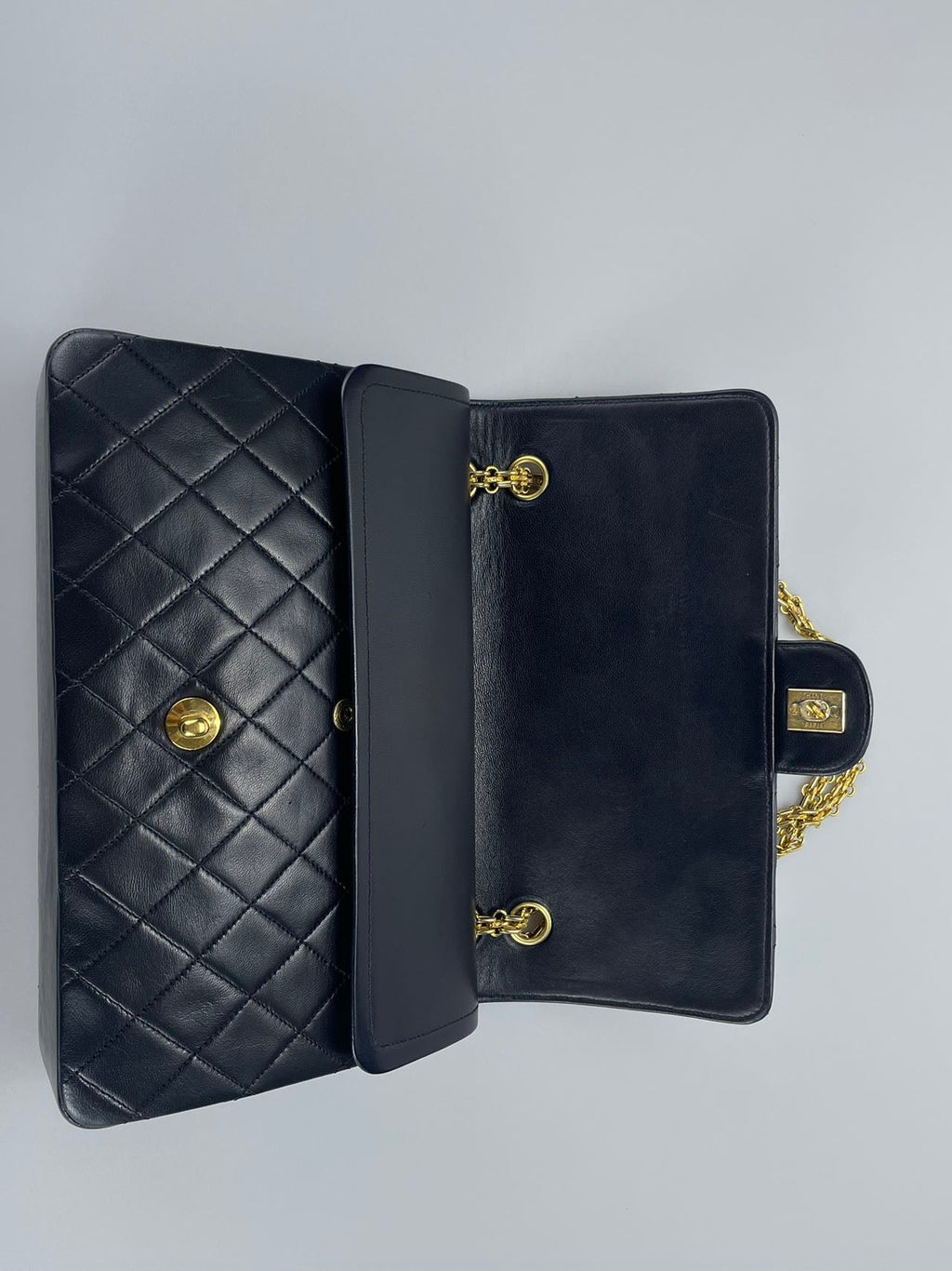 Chanel Black Vintage Medium Classic Double Flap Bag with 24K Gold Hardware