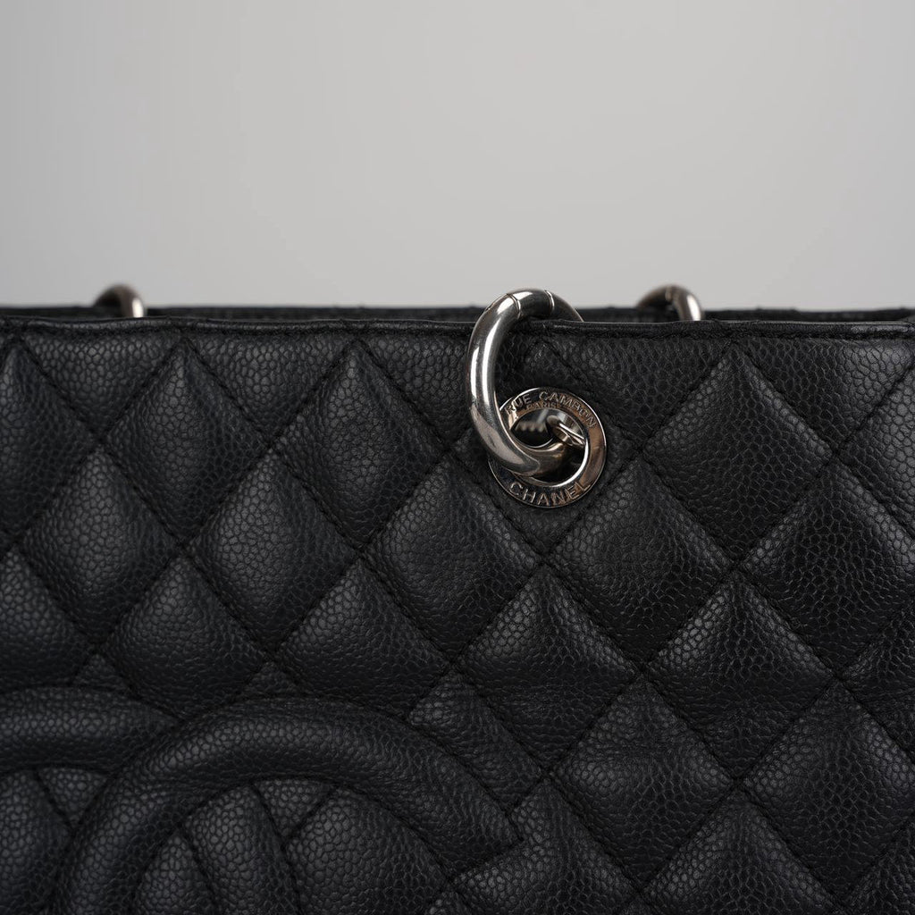 Chanel Black Grand Shopping Tote Black GST Bag in Caviar in Silver 2012