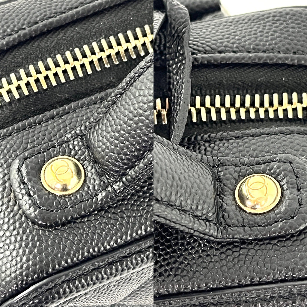 CHANEL Filigree Small Black Caviar Cosmetic Crossbody Vanity Case Bag