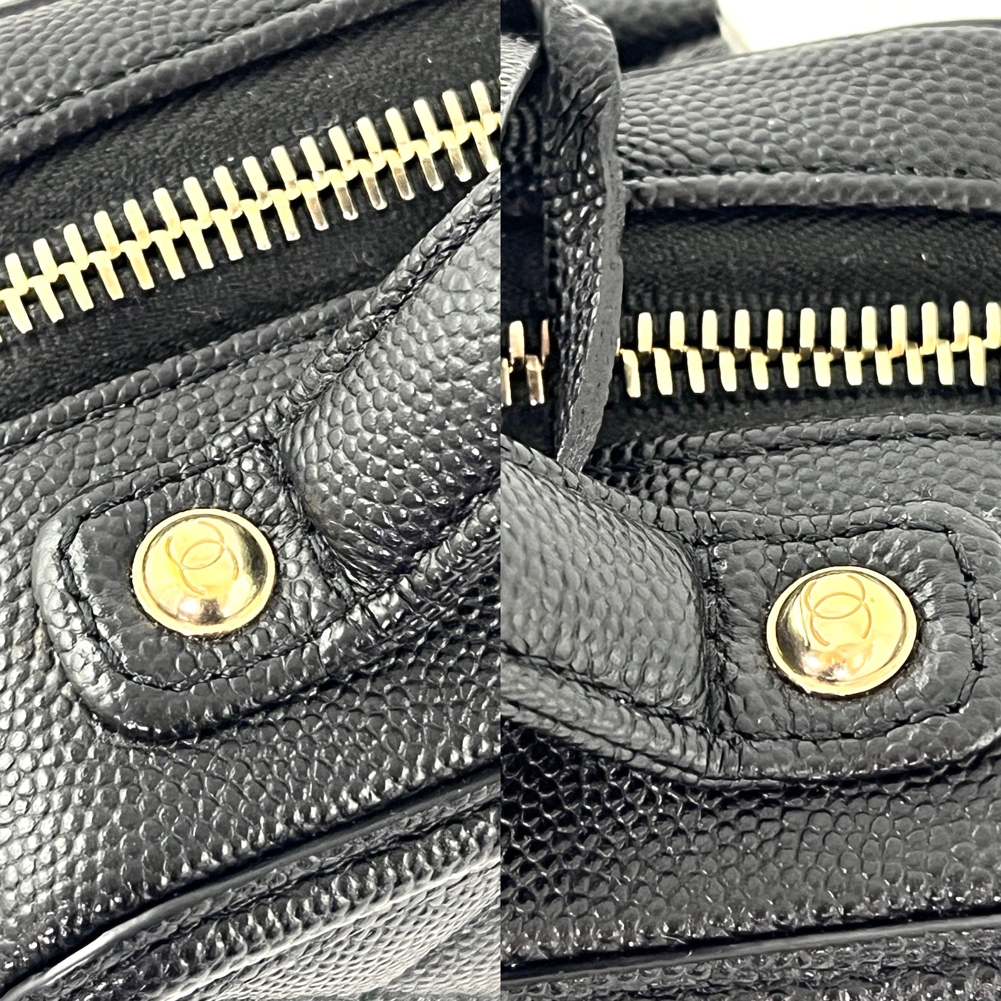 CHANEL Filigree Small Black Caviar Cosmetic Crossbody Vanity Case Bag