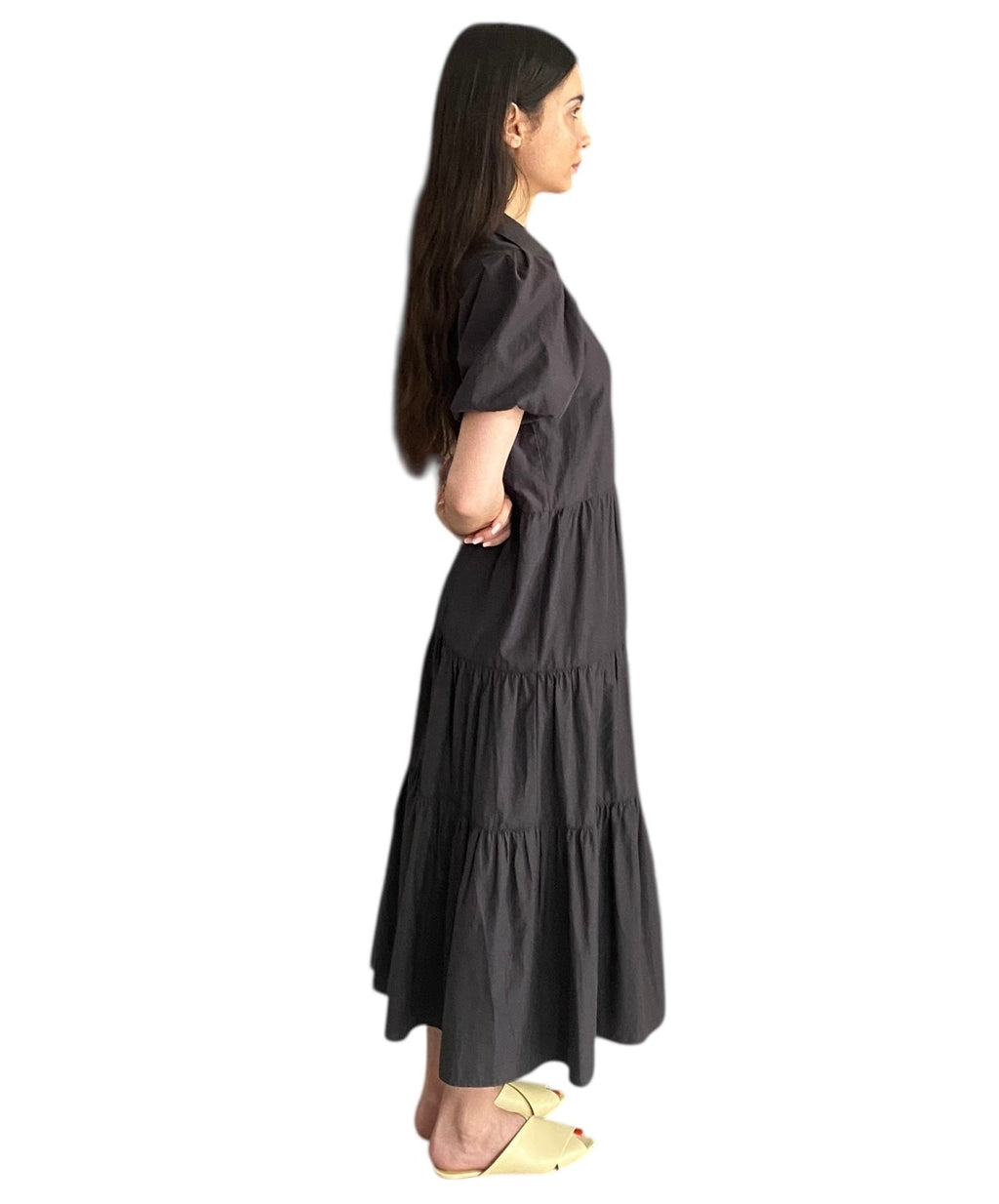 Brochu Walker Puff Sleeve Tiered Dress - M