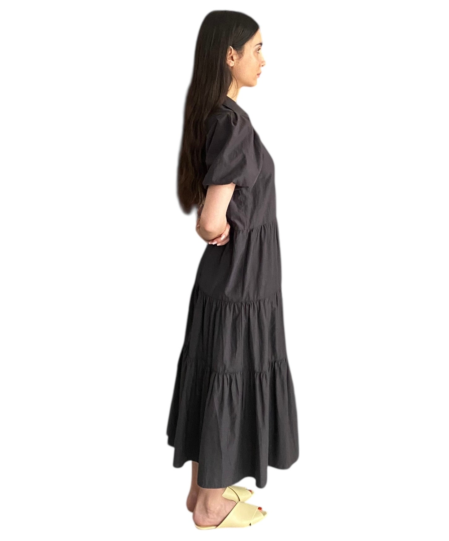 Brochu Walker Puff Sleeve Tiered Dress - M