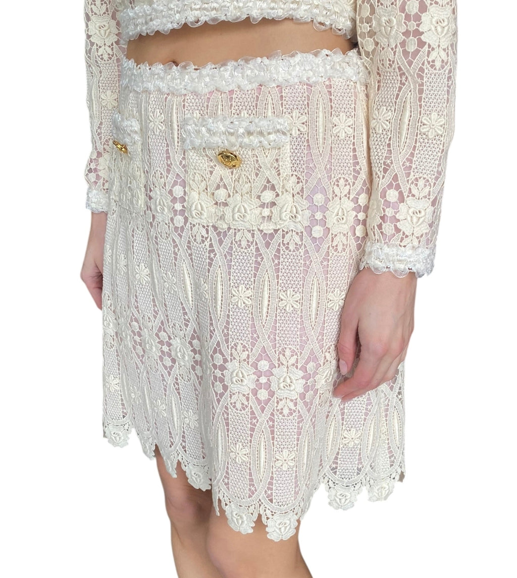Giambattista Valli Ivory Lace 2-piece Skirt Set - IT 44 / US 8
