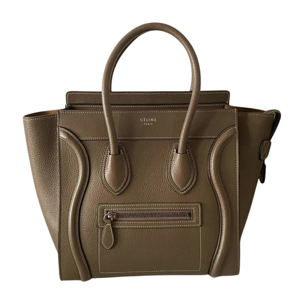 CELINE Micro Luggage Leather Handbag in Grey