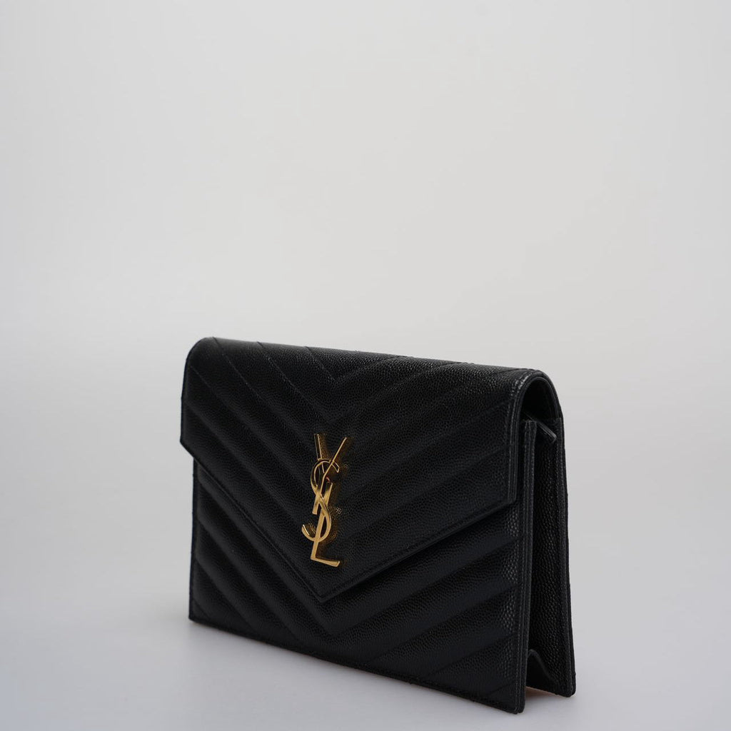 Saint Laurent Monogram Small Wallet on Chain Bag In Black with Gold Hardware