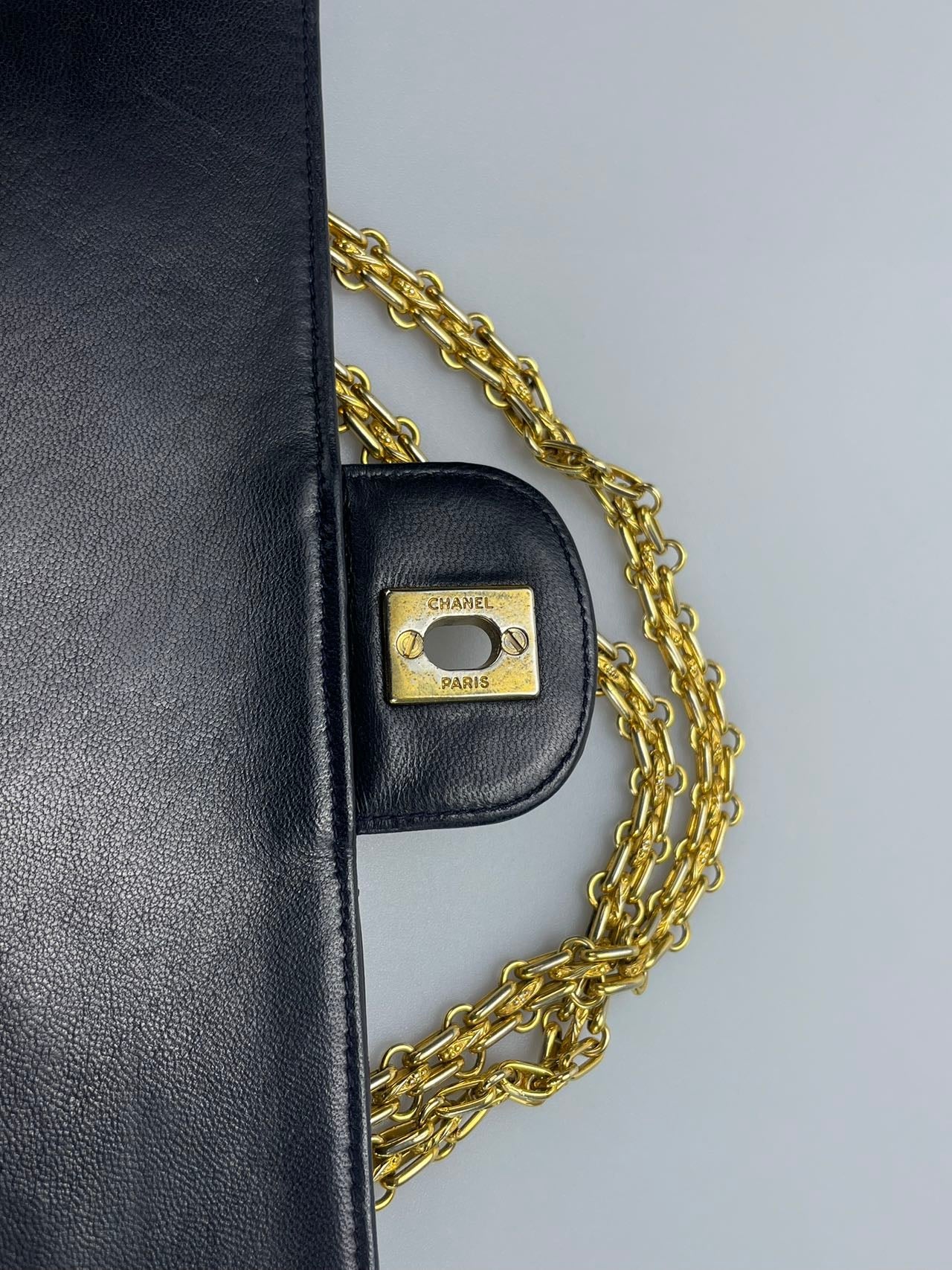 Chanel Black Vintage Medium Classic Double Flap Bag with 24K Gold Hardware