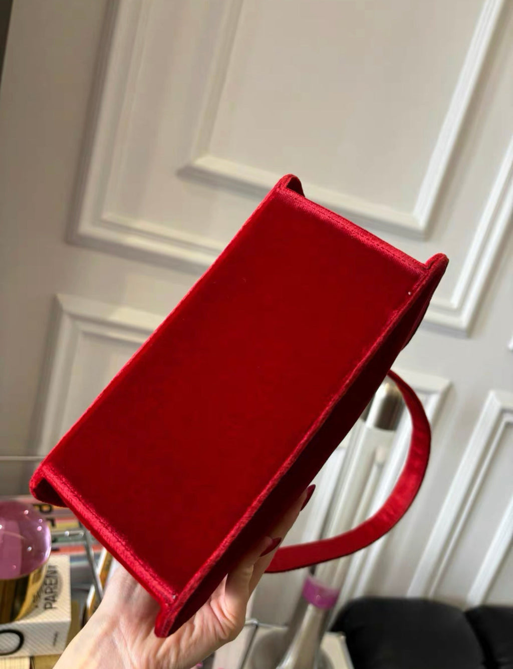 Chanel Rare Vintage Classic Velvet Red Kelly Bag Gold Plated Hardware