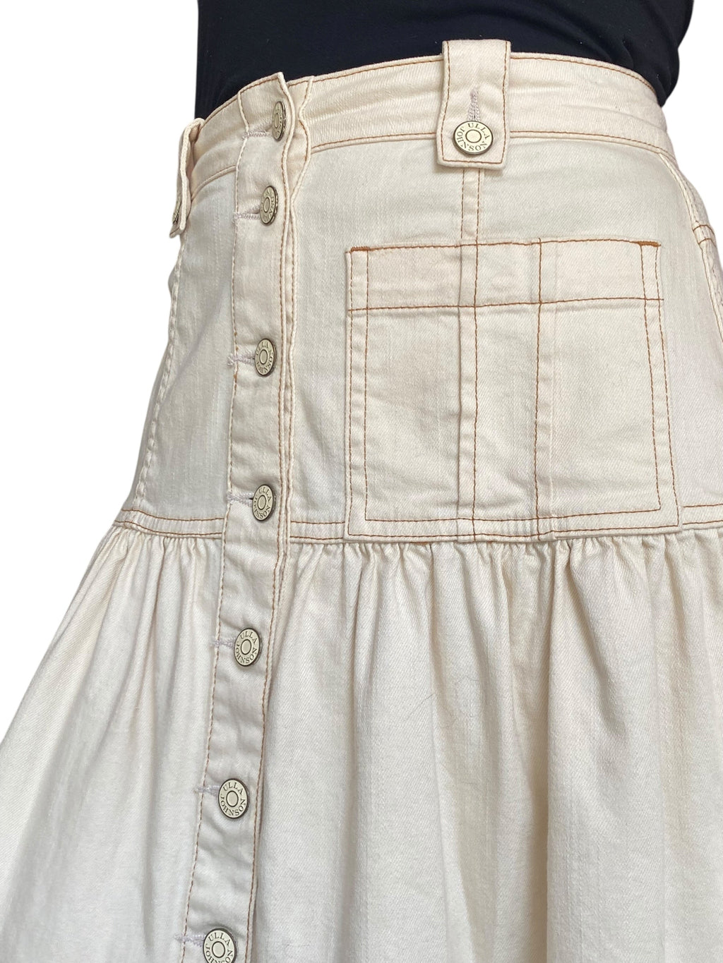 Ulla Johnson Beige Denim Tiered Maxi Skirt - 0
