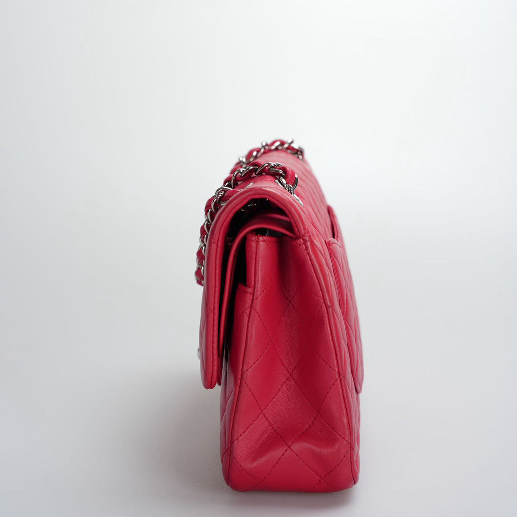 Chanel Red Medium Timeless Flap Bag with Silver Hardware
