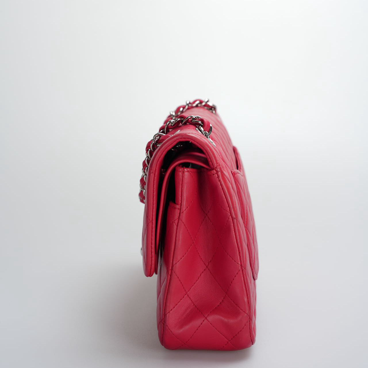 Chanel Red Medium Timeless Flap Bag with Silver Hardware