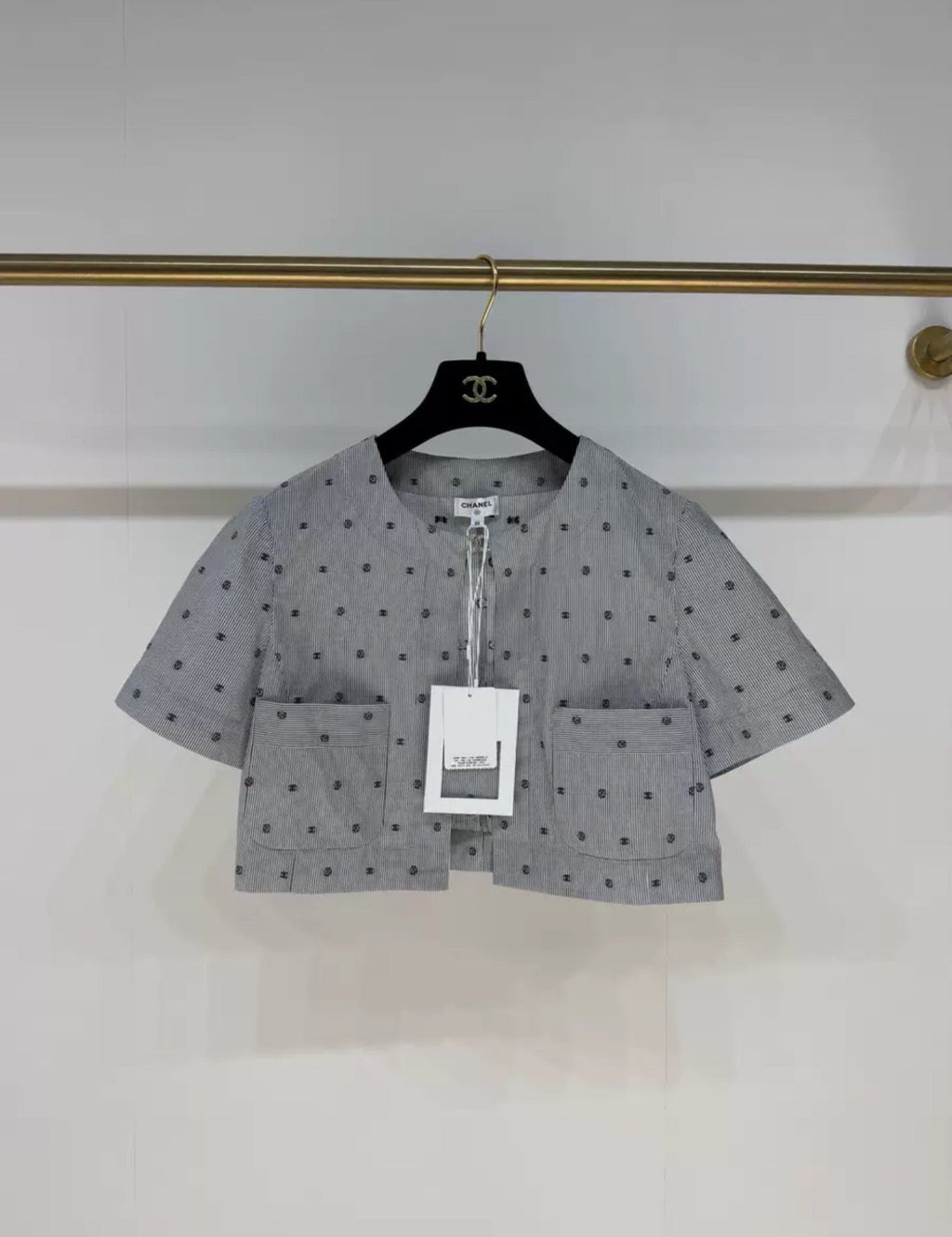 Chanel 24P striped polka dot shirt