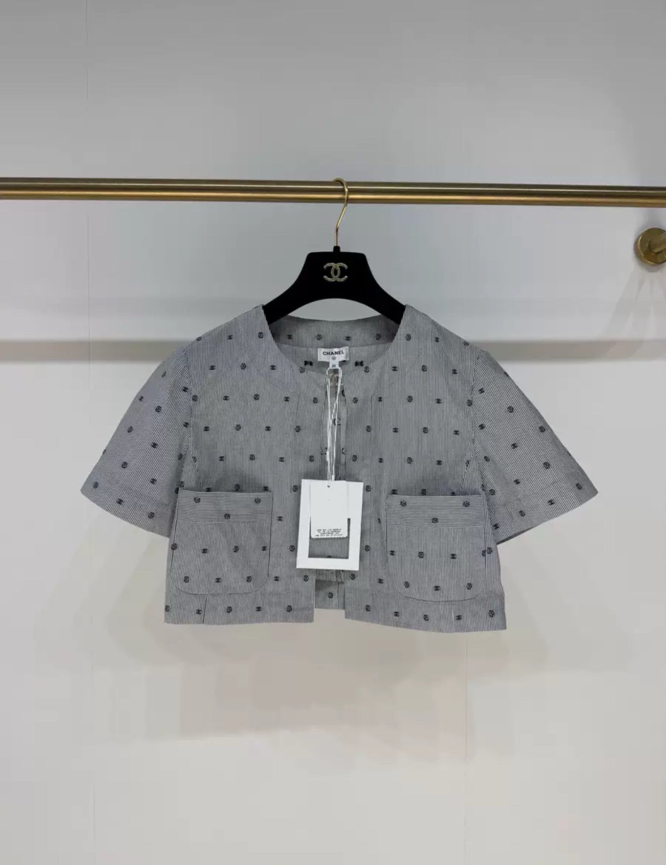 Chanel 24P striped polka dot shirt