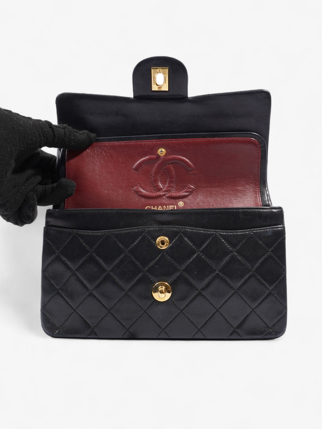 Chanel Classic Double Flap Black Lambskin Leather Small