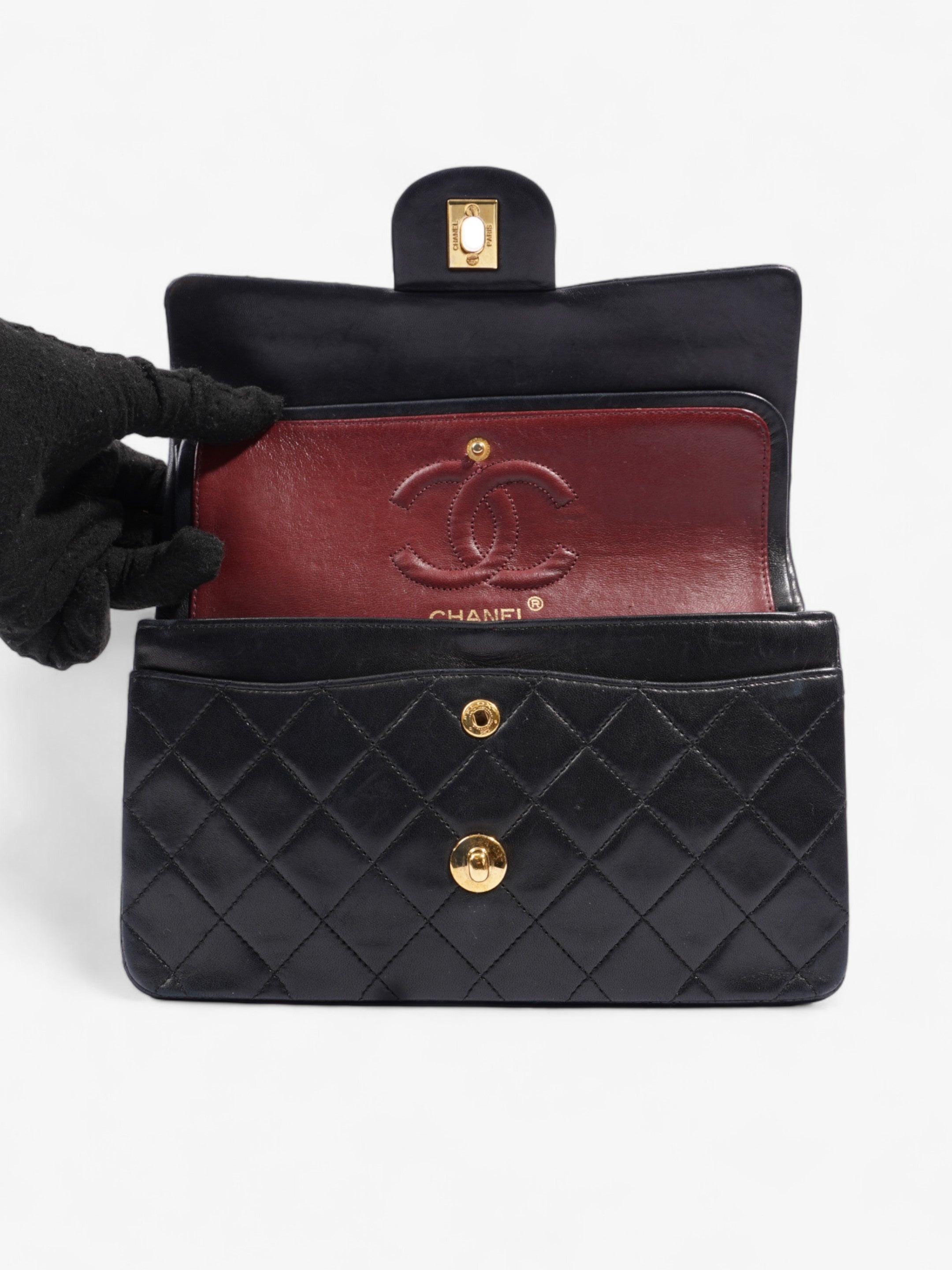 Chanel Classic Double Flap Black Lambskin Leather Small