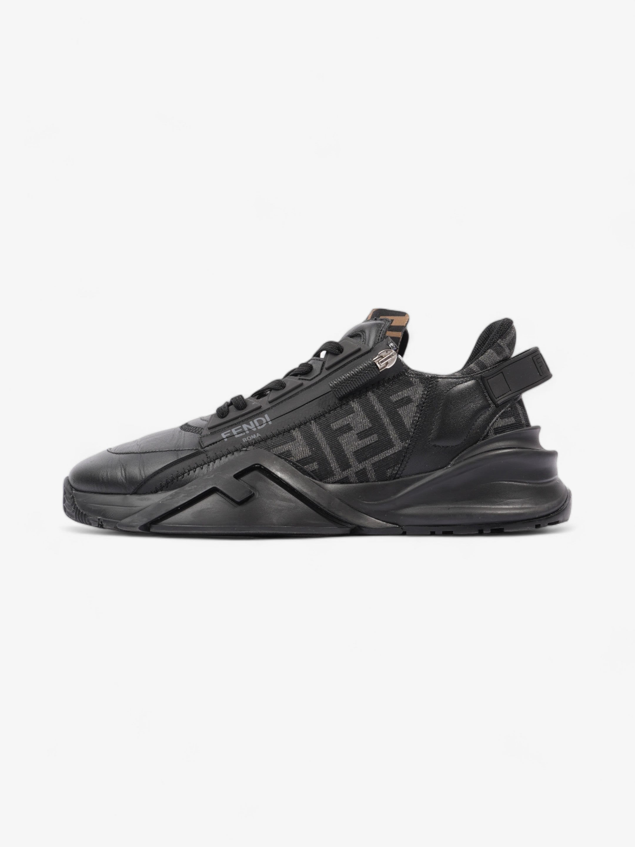 Fendi Flow Sneakers Black / Brown Leather EU 44 UK 10