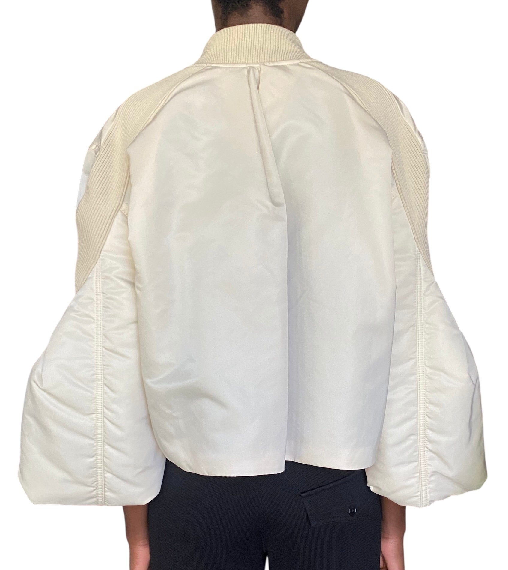 Sacai Ecru Nylon Twill Blouson Cropped Bomber Jacket - JP 2 / US 6