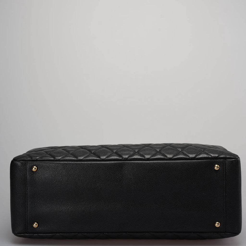 Chanel Large Grand Shopping Tote Black GST Bag in Caviar Leather with Gold Hardware