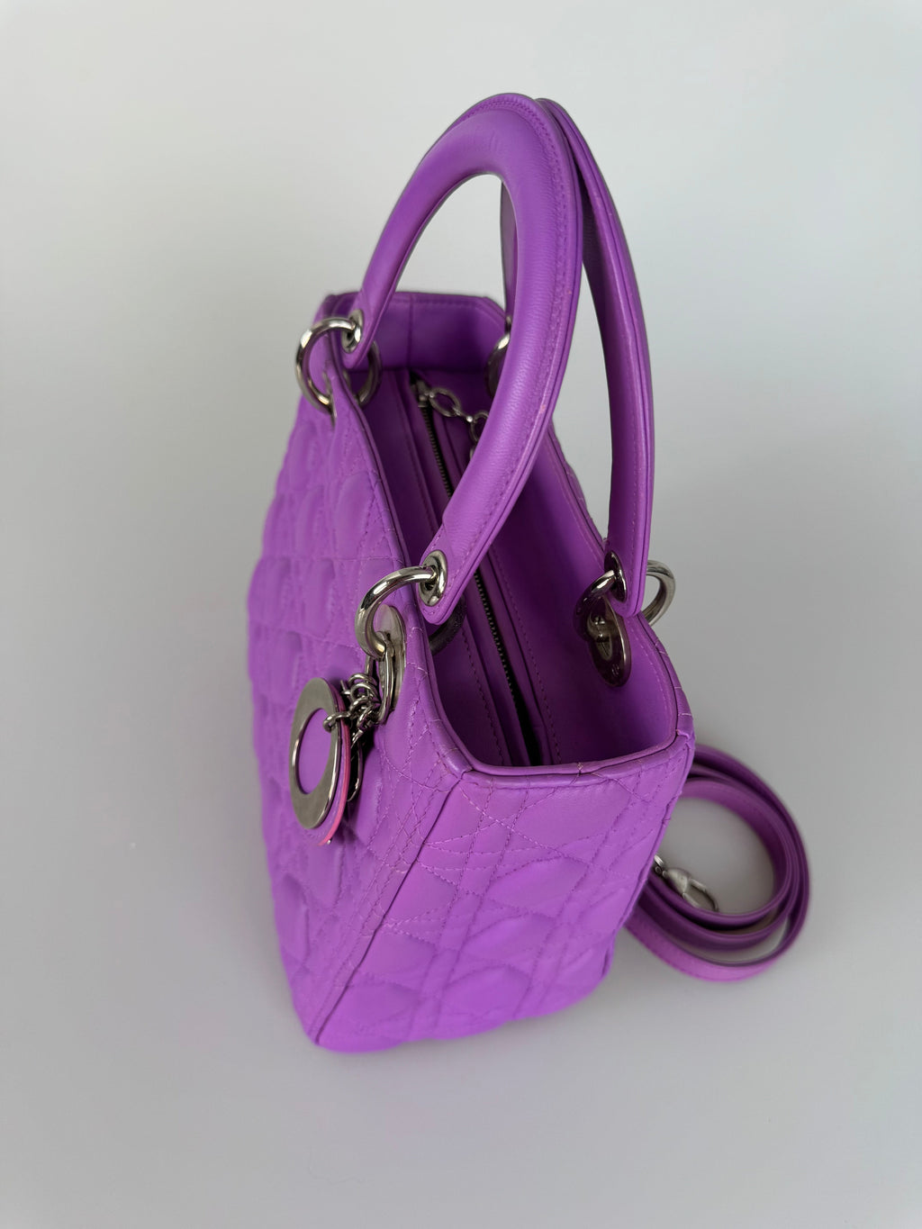 Dior Lady Dior Bag Medium Purple Lambskin Leather with Silver Hardware