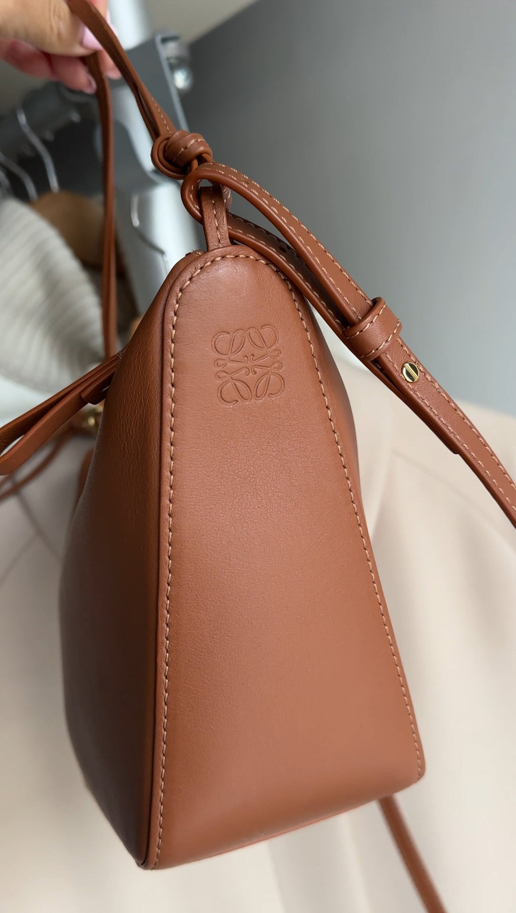 Loewe Tan Leather Mini Hammock Hobo Two Way Bag