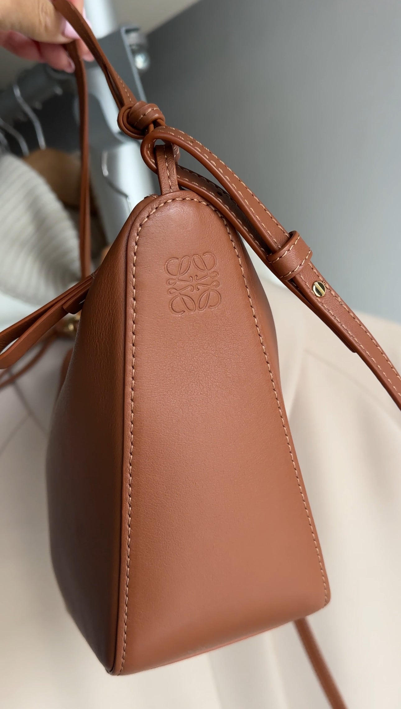 Loewe Tan Leather Mini Hammock Hobo Two Way Bag