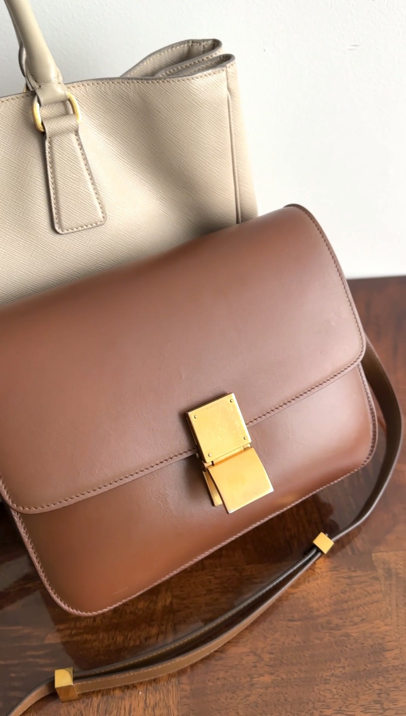 Celine Brown Leather Medium Box Bag