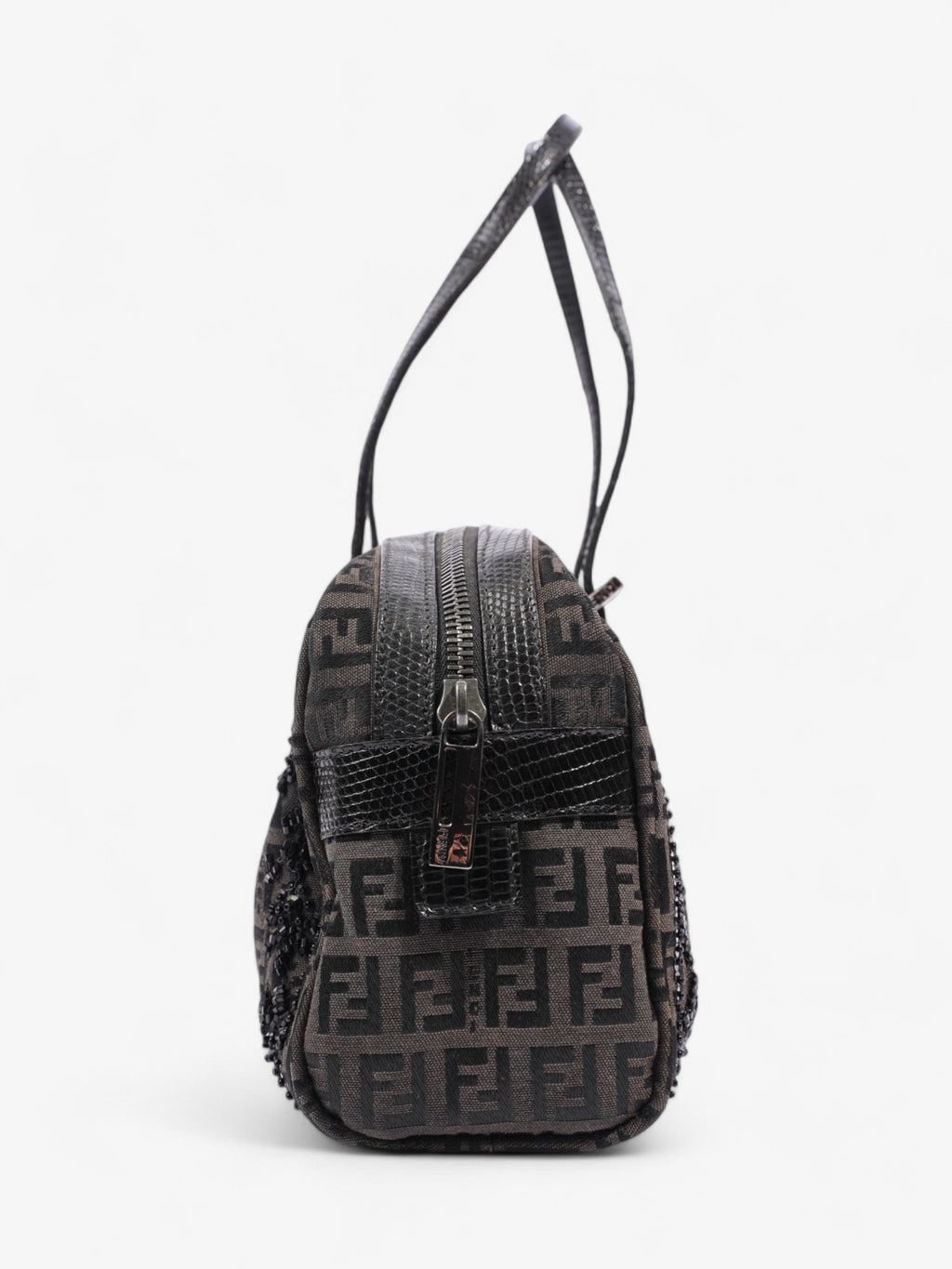Fendi Embellished Bowler Bag Black Zucca Canvas