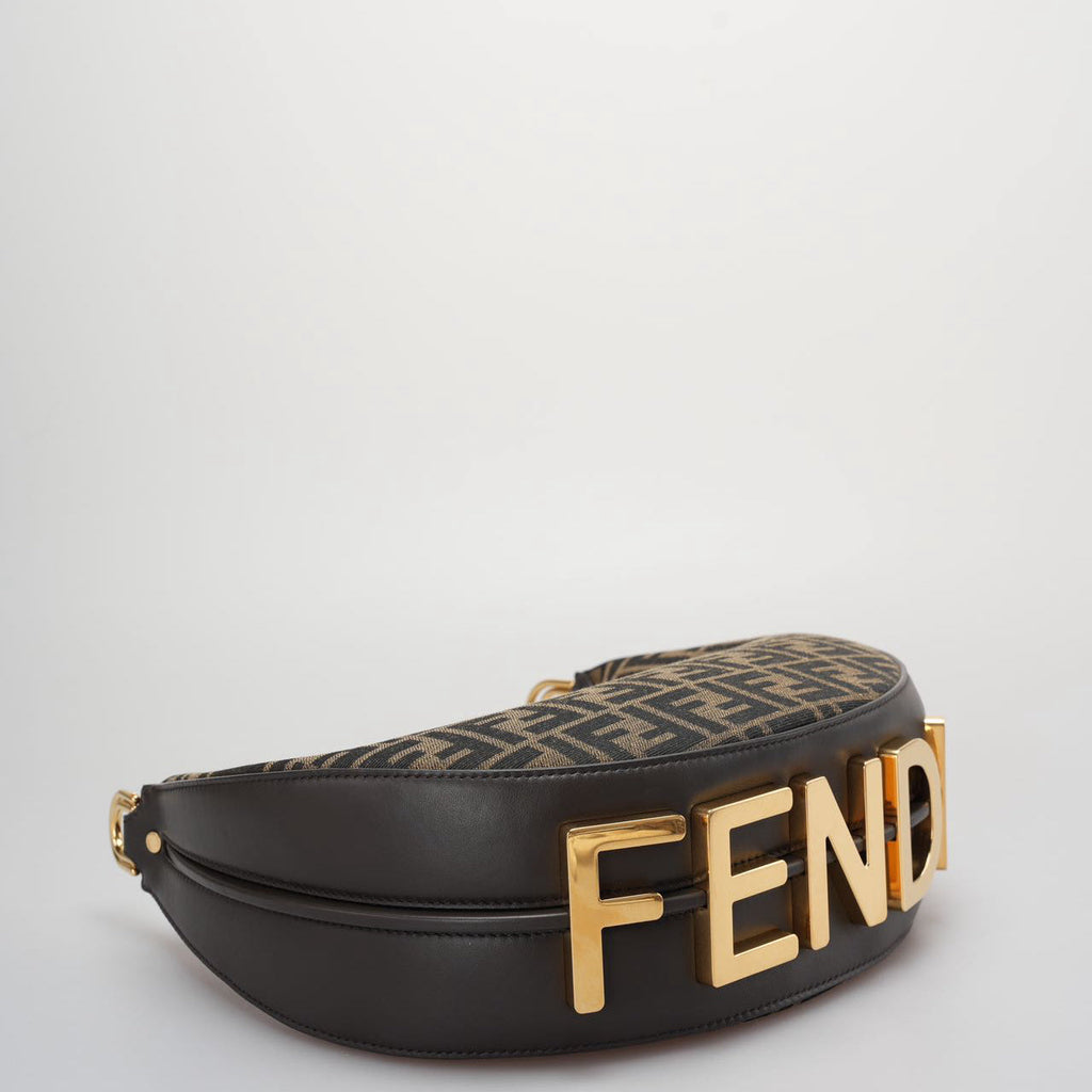 Fendi Graphy Small Brown FF Jacquard Fabric Bag