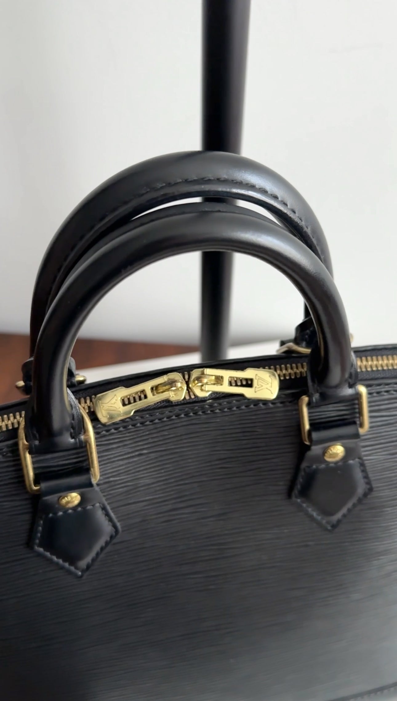 Louis Vuitton Vintage 2002 Black Epi Leather Alma PM Bag
