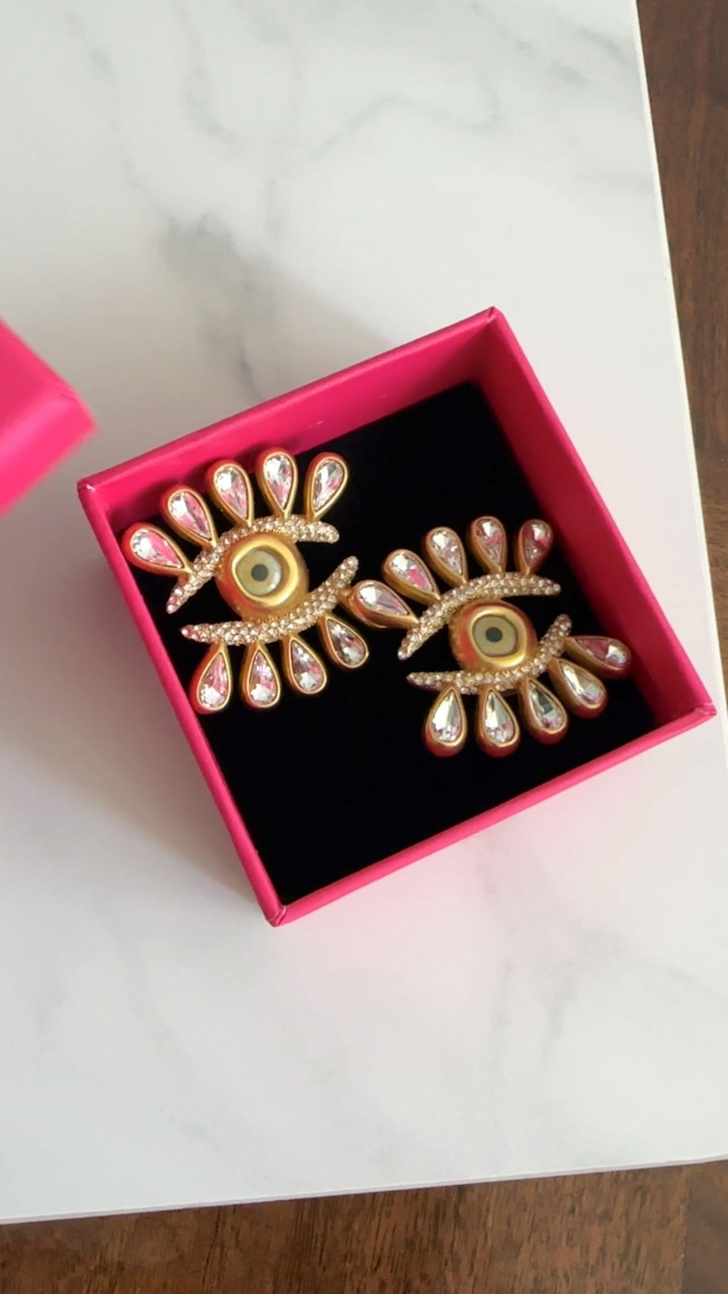 Schiaparelli Rhinestone Enamel and Crystal Eyelash Earrings